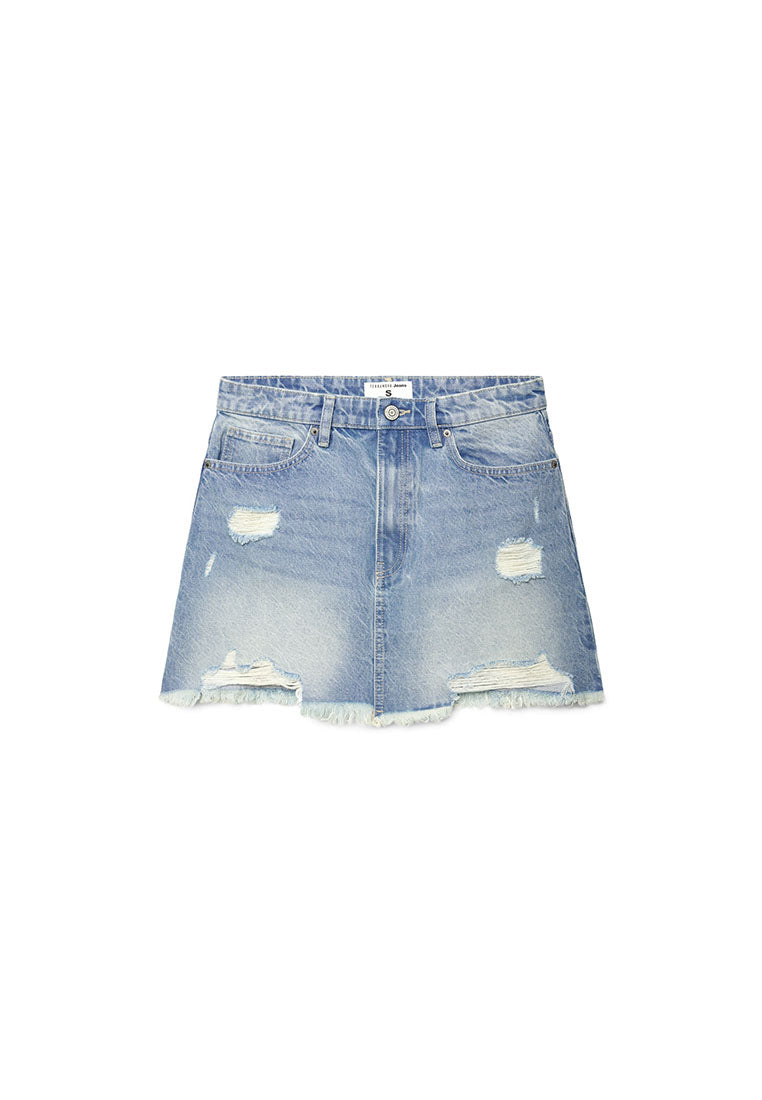 Women's Distressed Denim Mini Skirt
