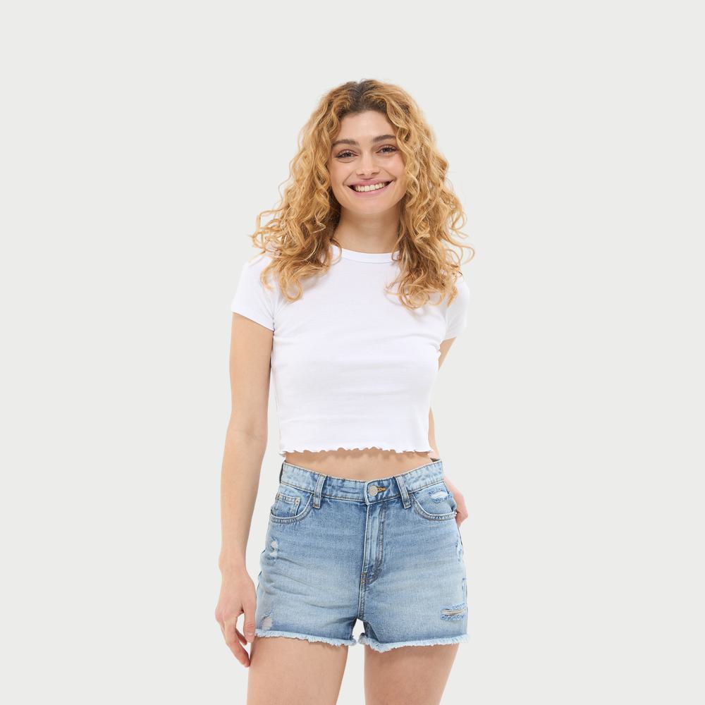 Ripped Mom Denim Shorts