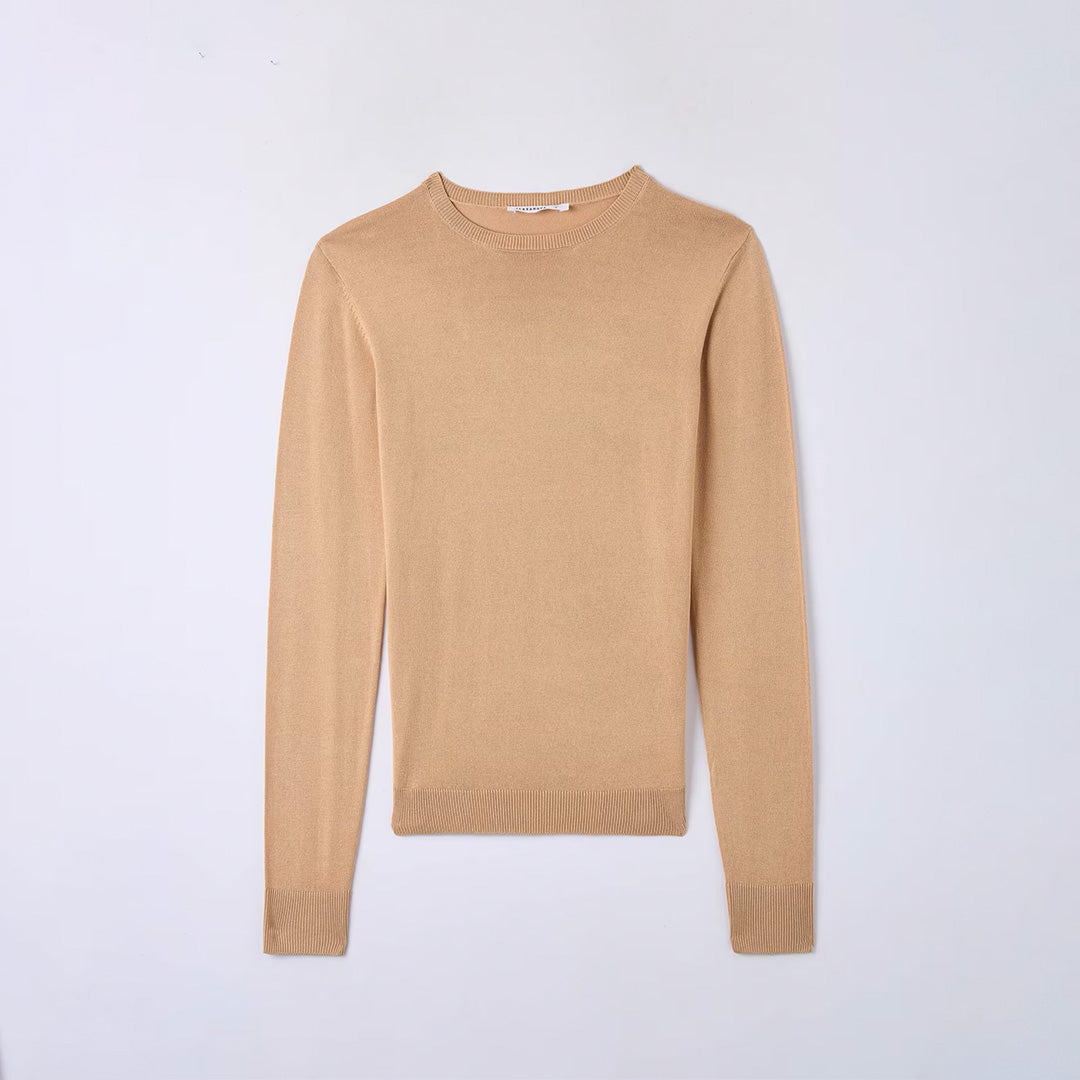 Viscose Solid Color Crew Neck Sweater