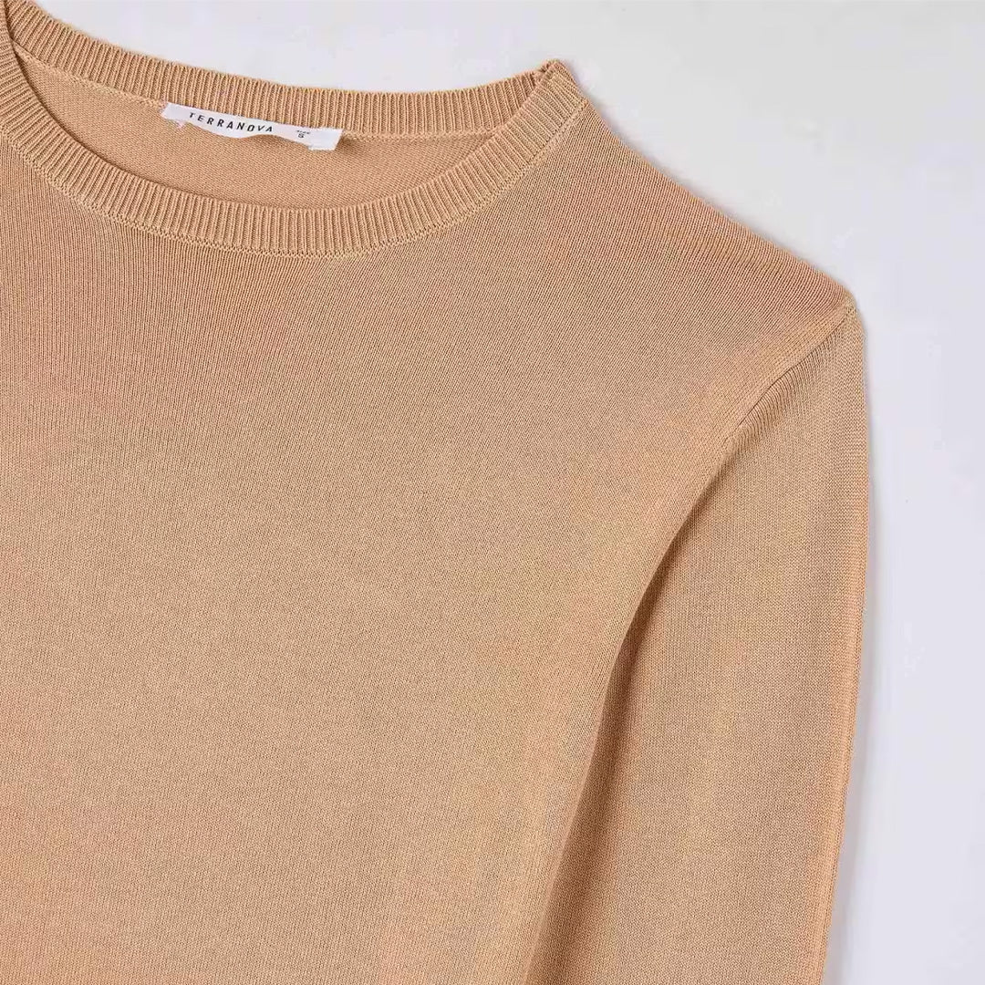 Viscose Solid Color Crew Neck Sweater