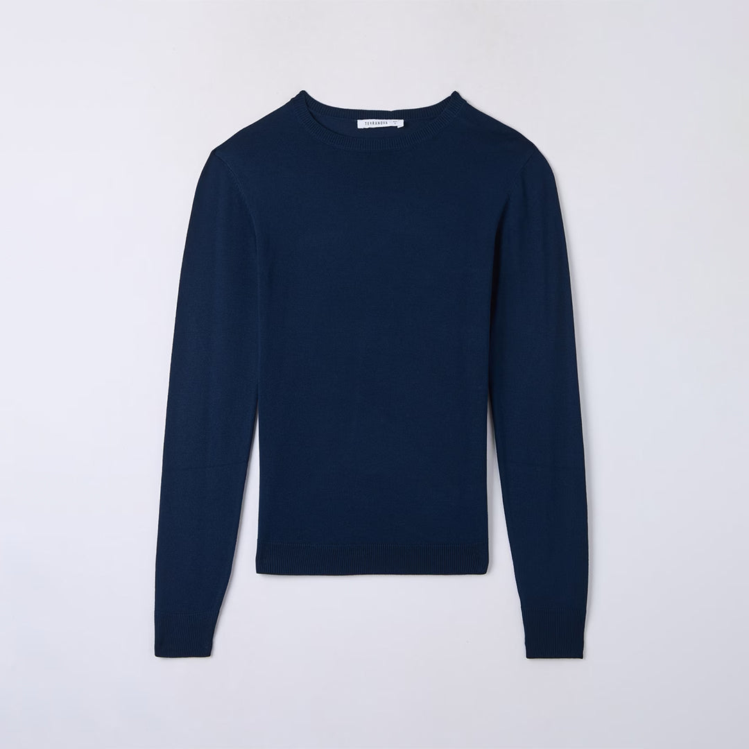 Viscose Solid Color Crew Neck Sweater