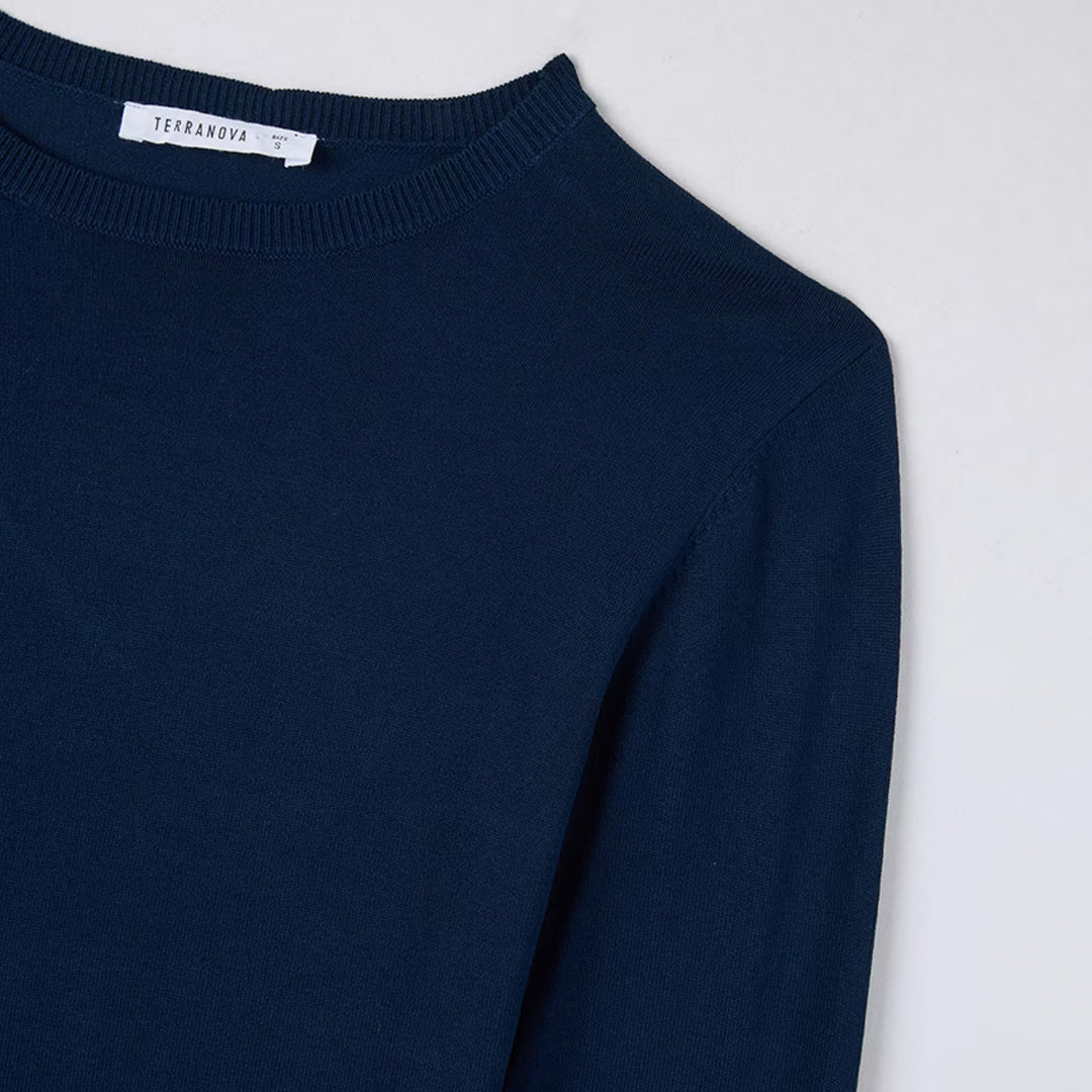 Viscose Solid Color Crew Neck Sweater