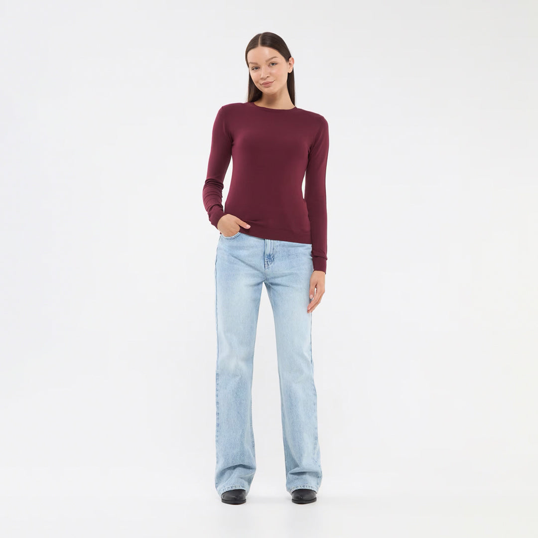 Viscose Solid Color Crew Neck Sweater
