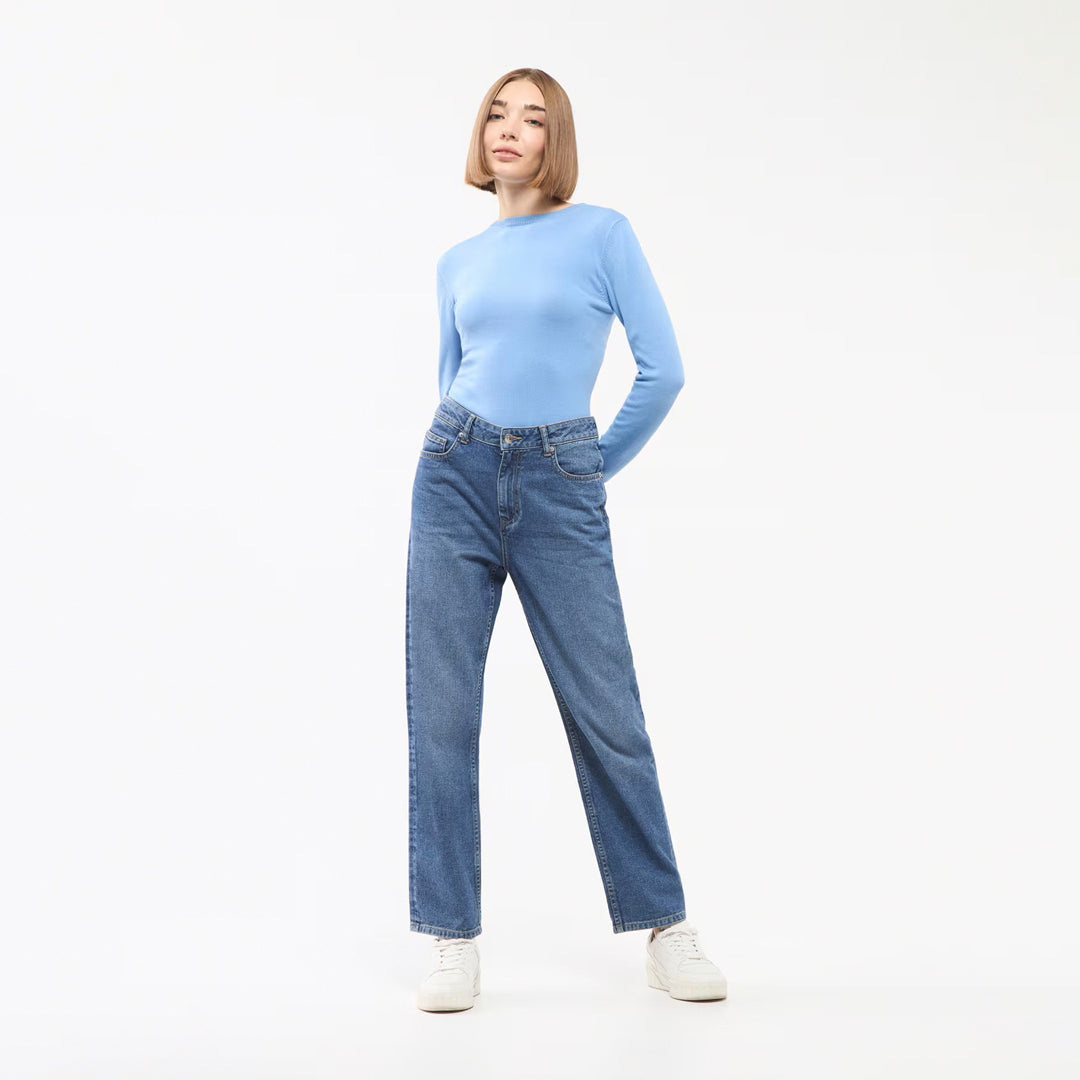 Viscose Solid Color Crew Neck Sweater