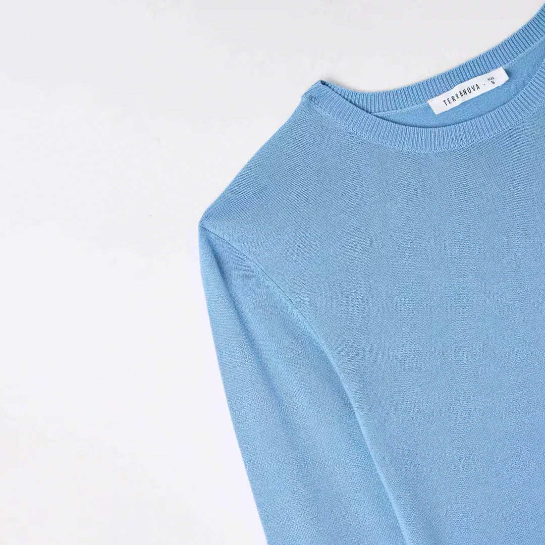 Viscose Solid Color Crew Neck Sweater