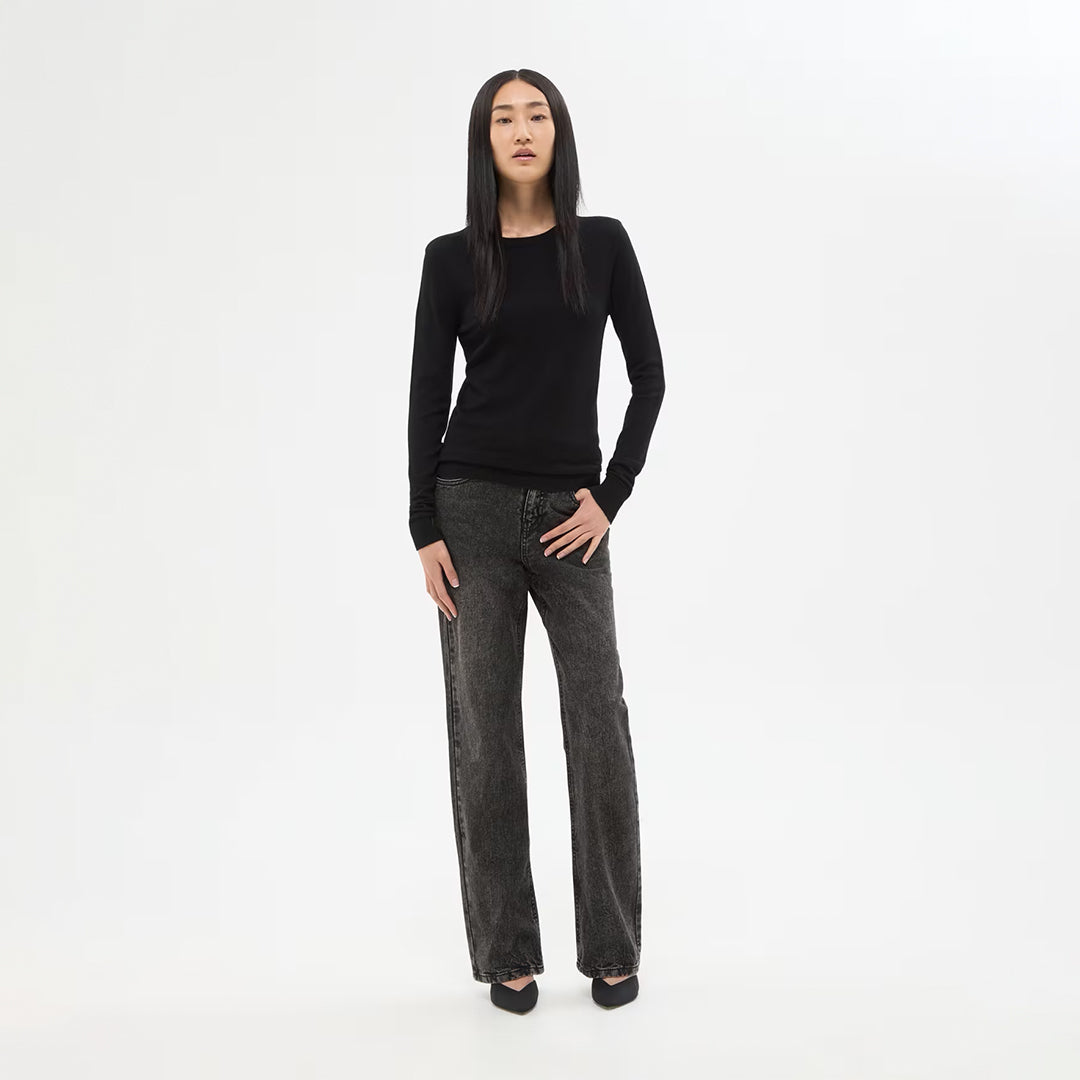 Viscose Solid Color Crew Neck Sweater