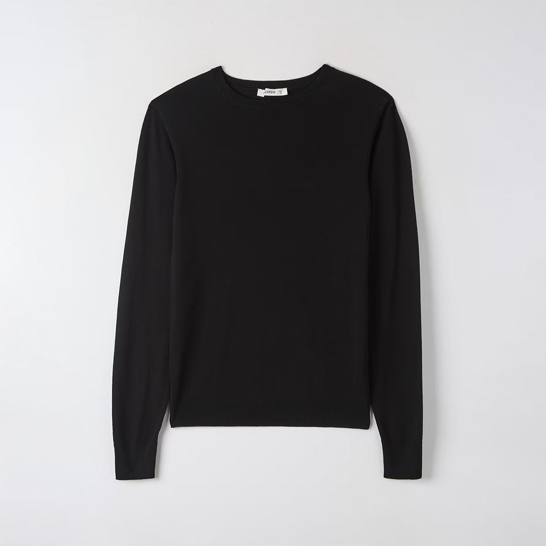 Viscose Solid Color Crew Neck Sweater