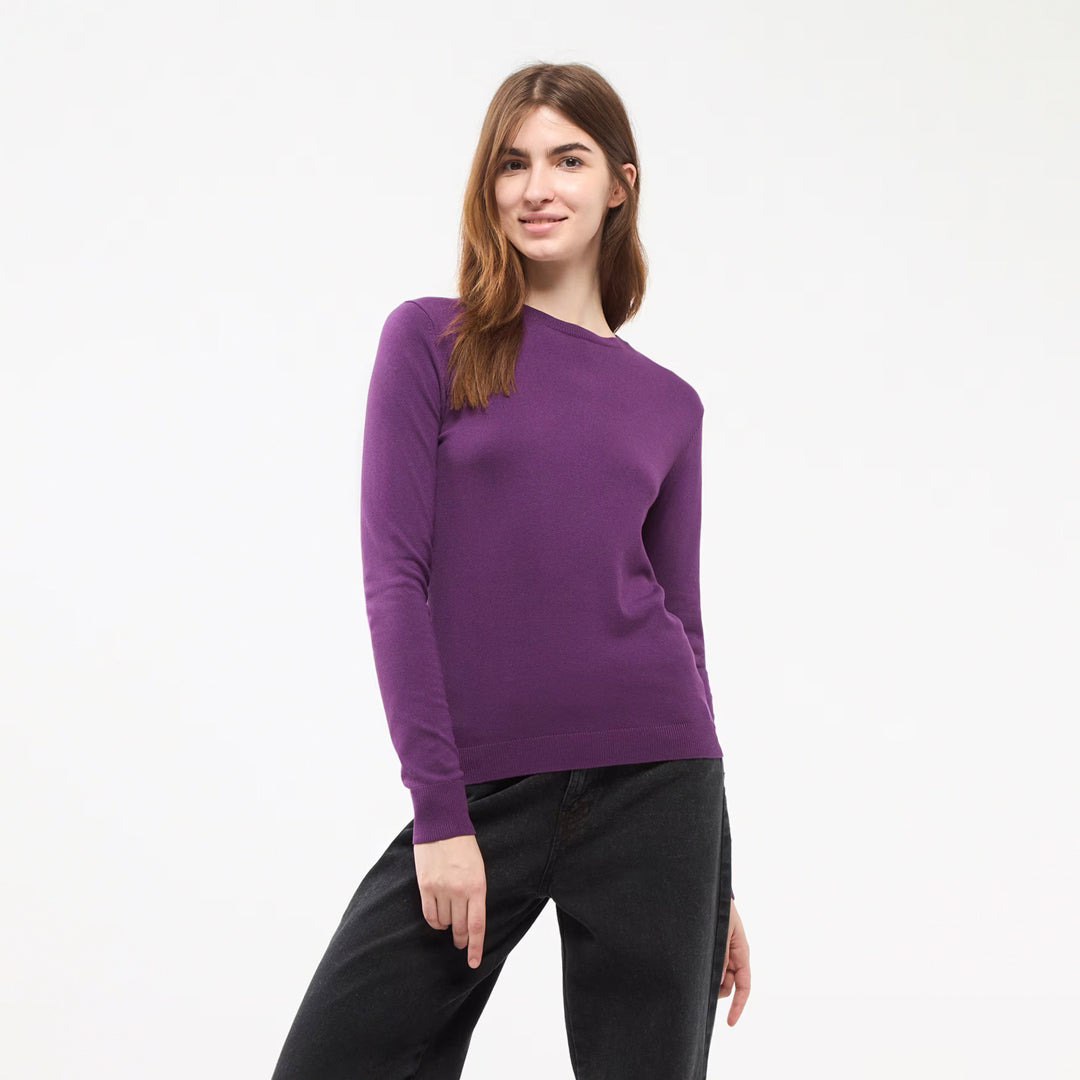 Viscose Solid Color Crew Neck Sweater