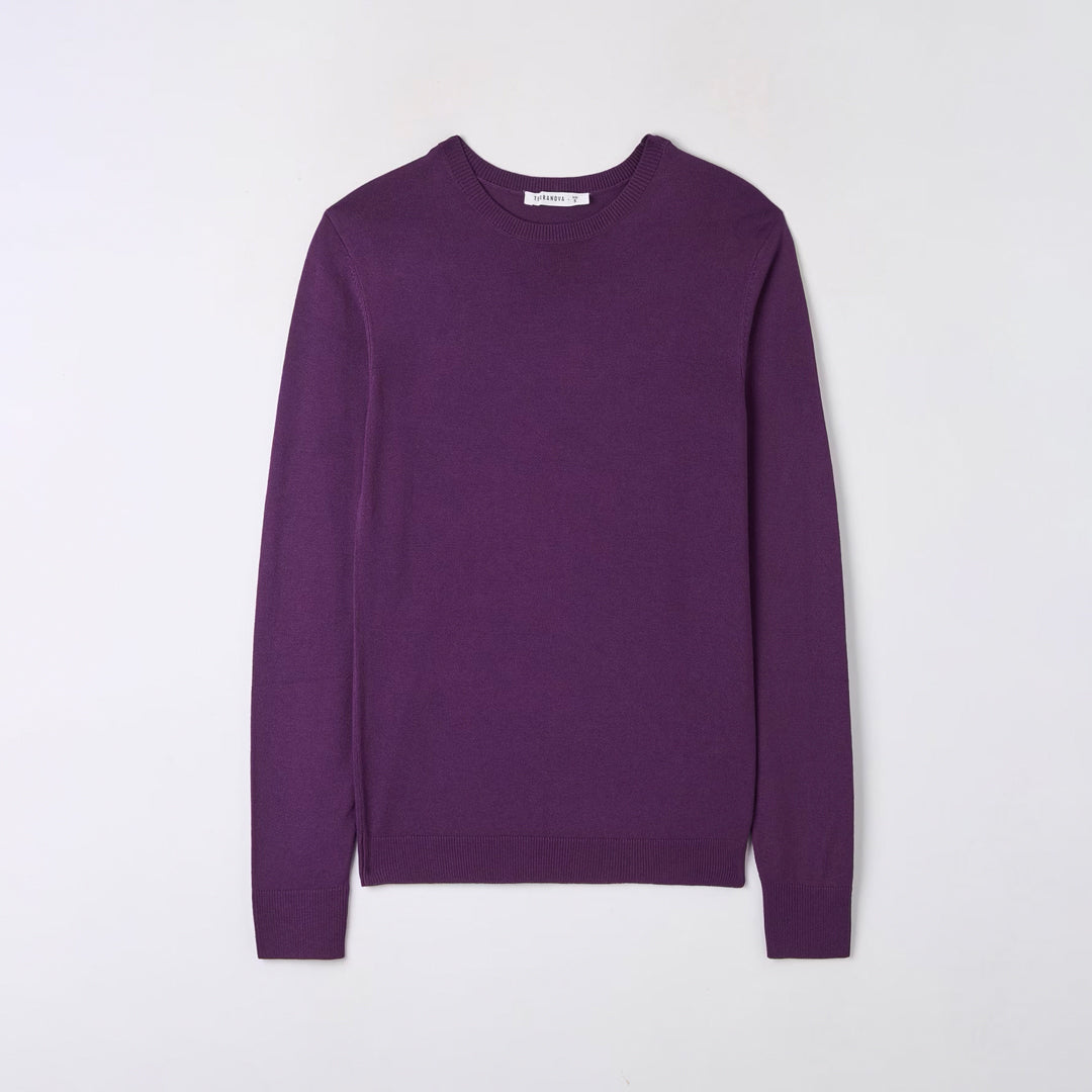 Viscose Solid Color Crew Neck Sweater