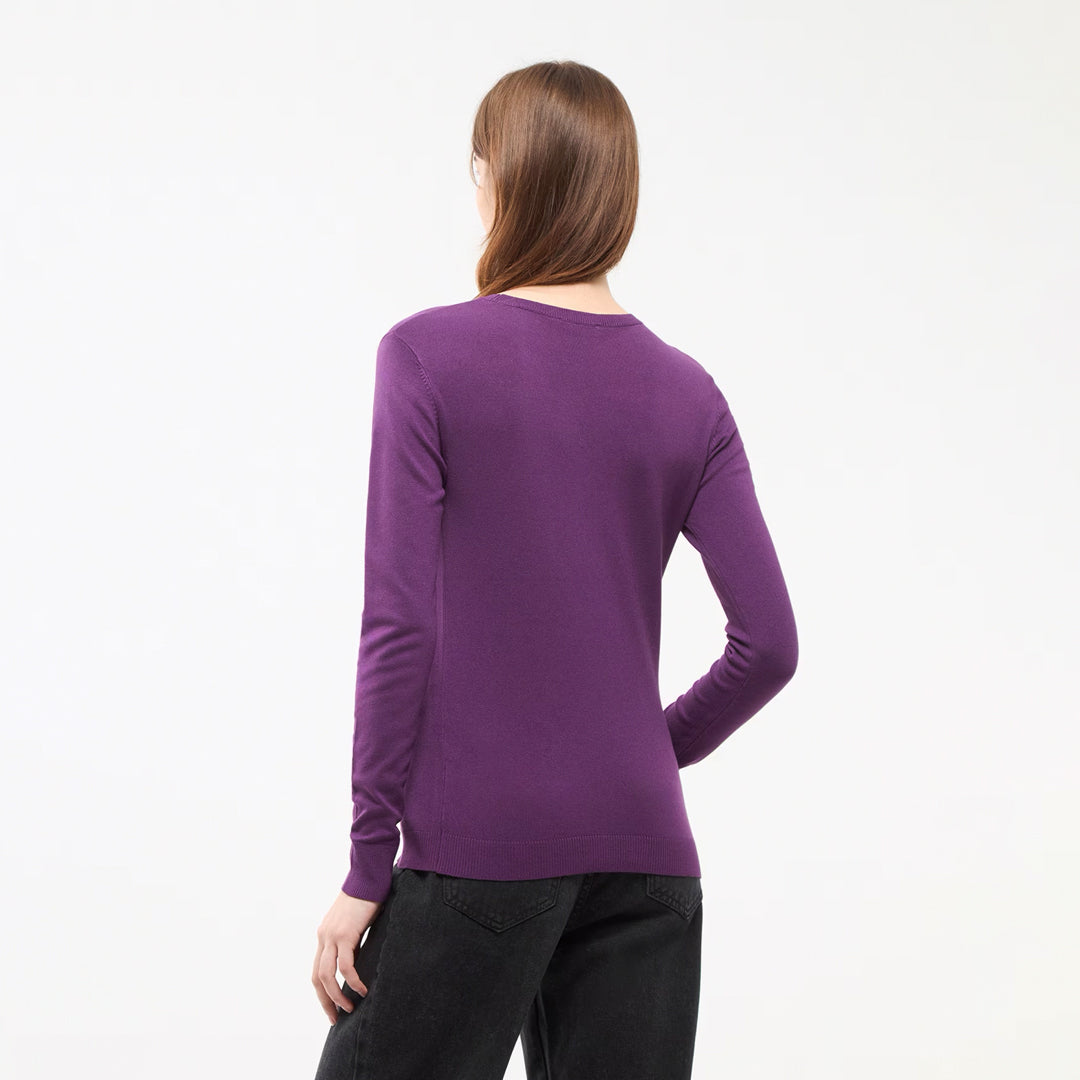Viscose Solid Color Crew Neck Sweater