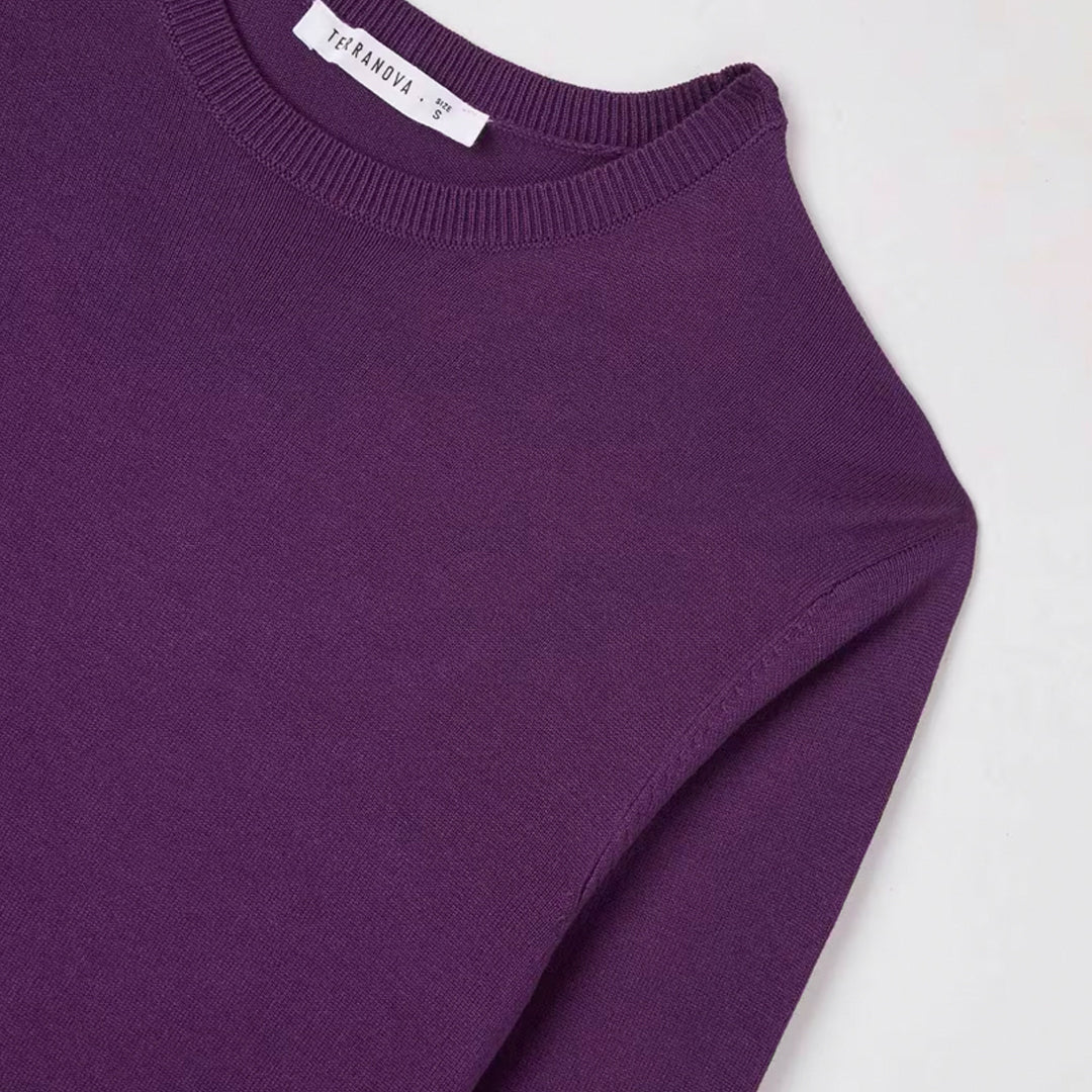 Viscose Solid Color Crew Neck Sweater