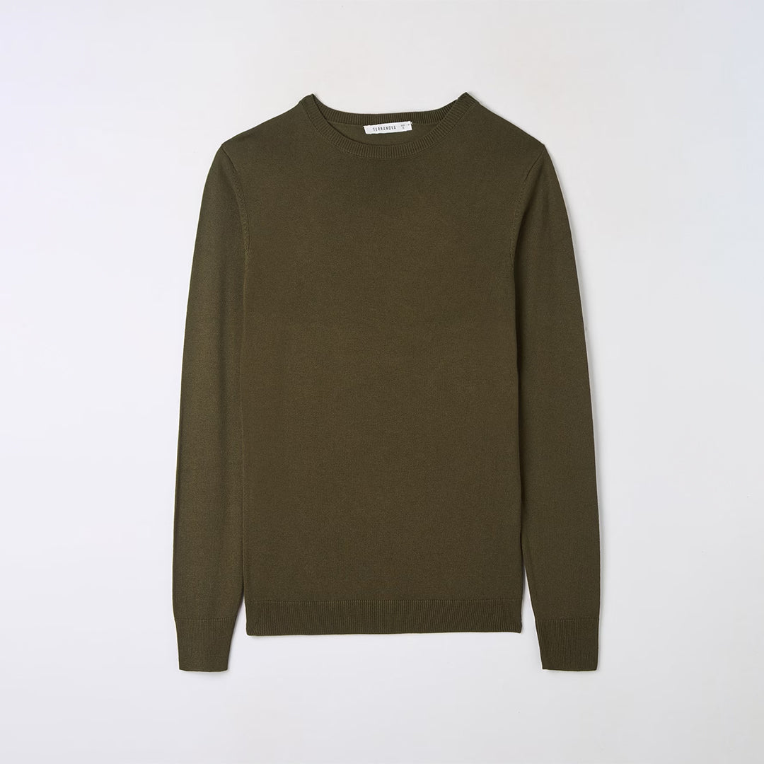 Viscose Solid Color Crew Neck Sweater
