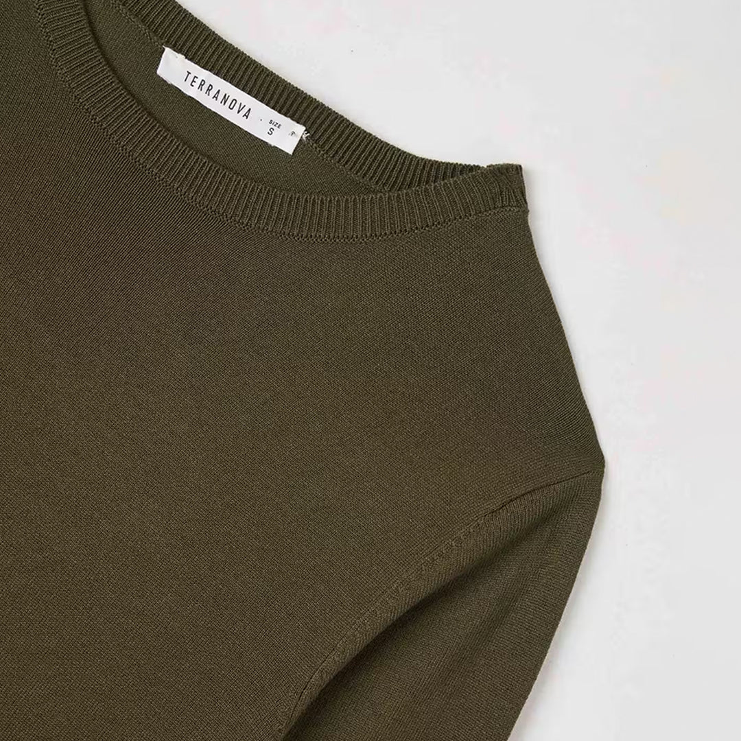 Viscose Solid Color Crew Neck Sweater