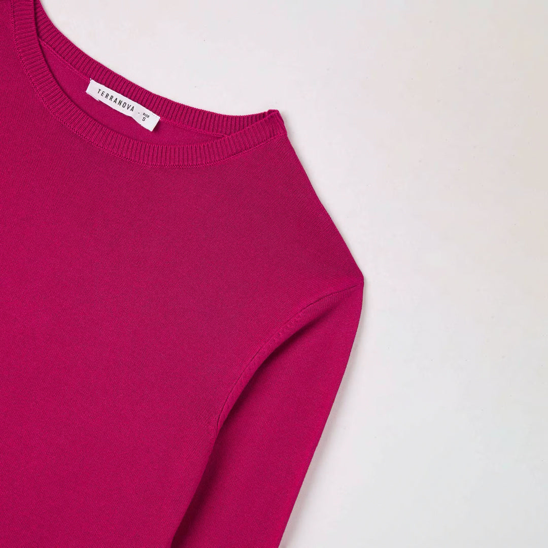 Viscose Solid Color Crew Neck Sweater