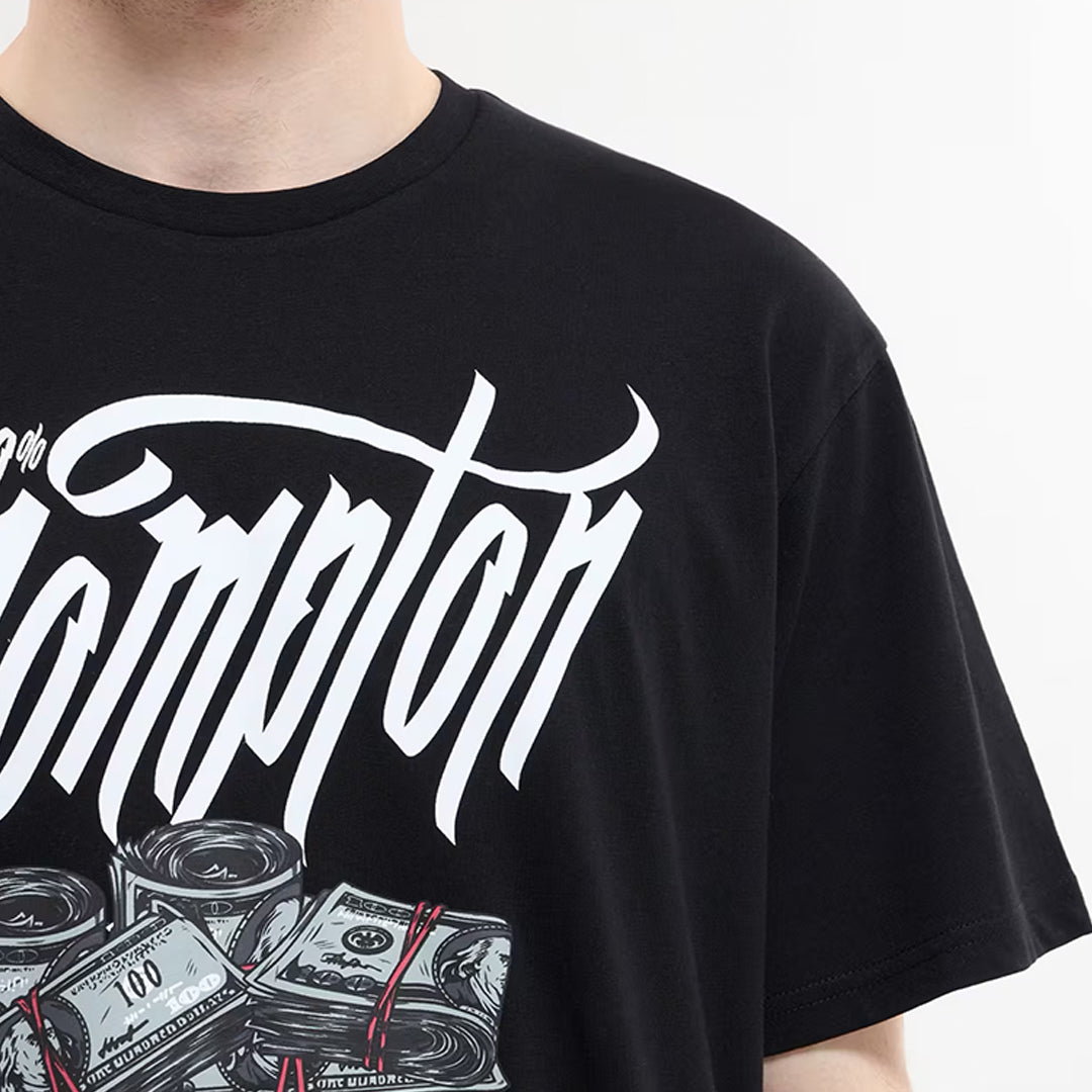Round Neck T-Shirt with Dollar Print
