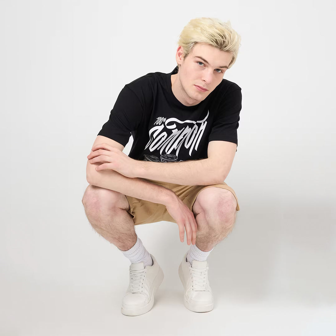 Round Neck T-Shirt with Dollar Print