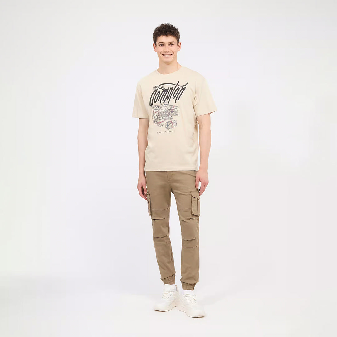 Round Neck T-Shirt with Dollar Print
