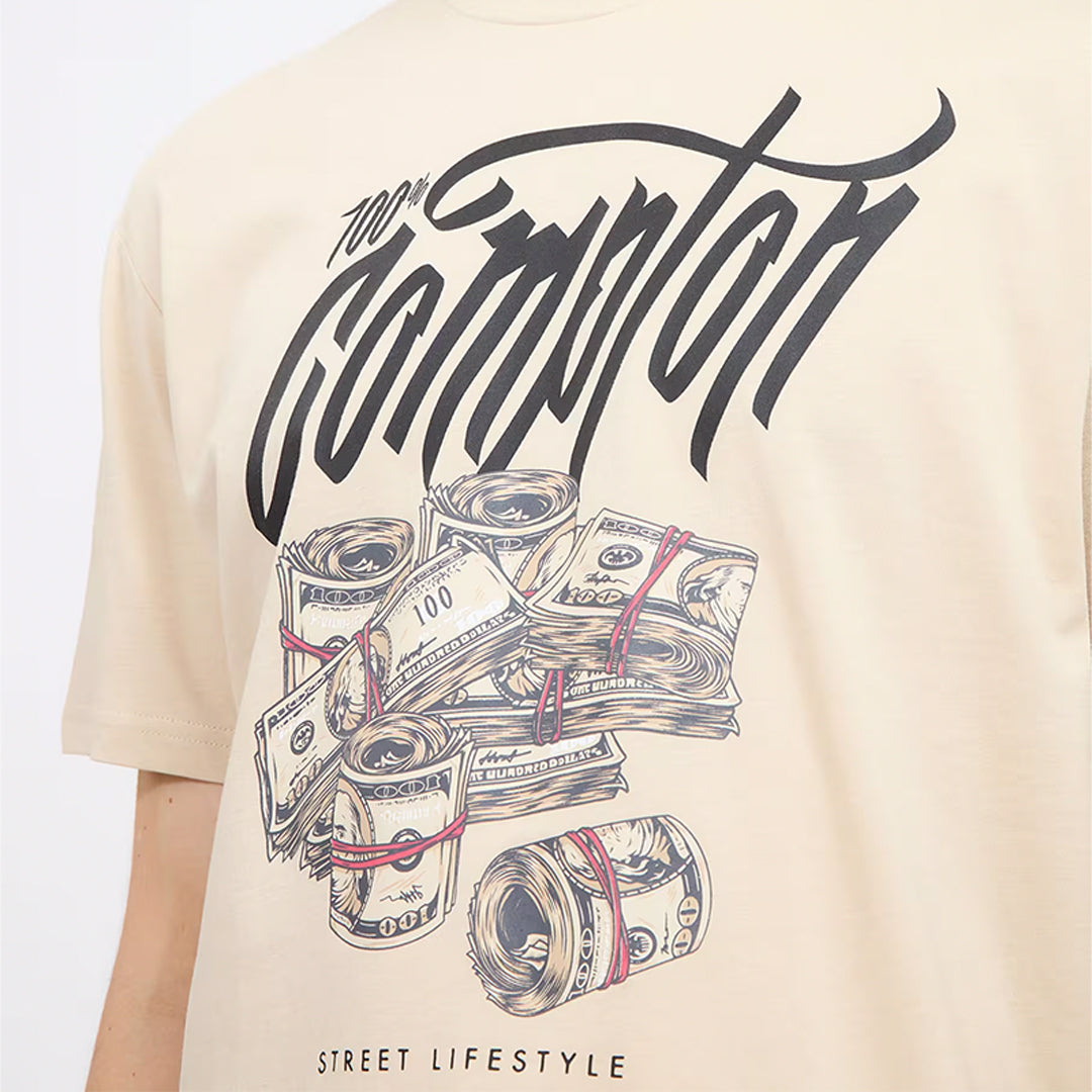 Round Neck T-Shirt with Dollar Print