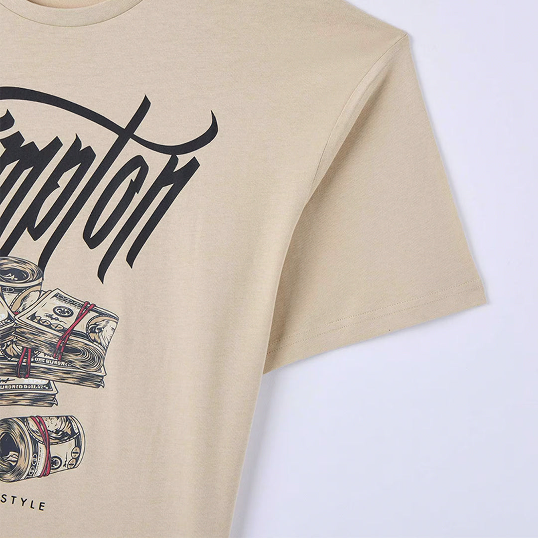 Round Neck T-Shirt with Dollar Print