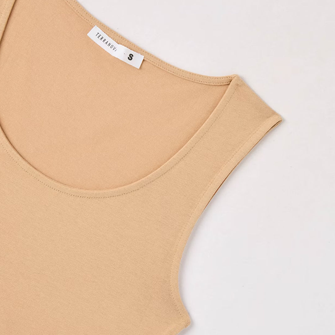 Solid Color Wide-neck Tank Top