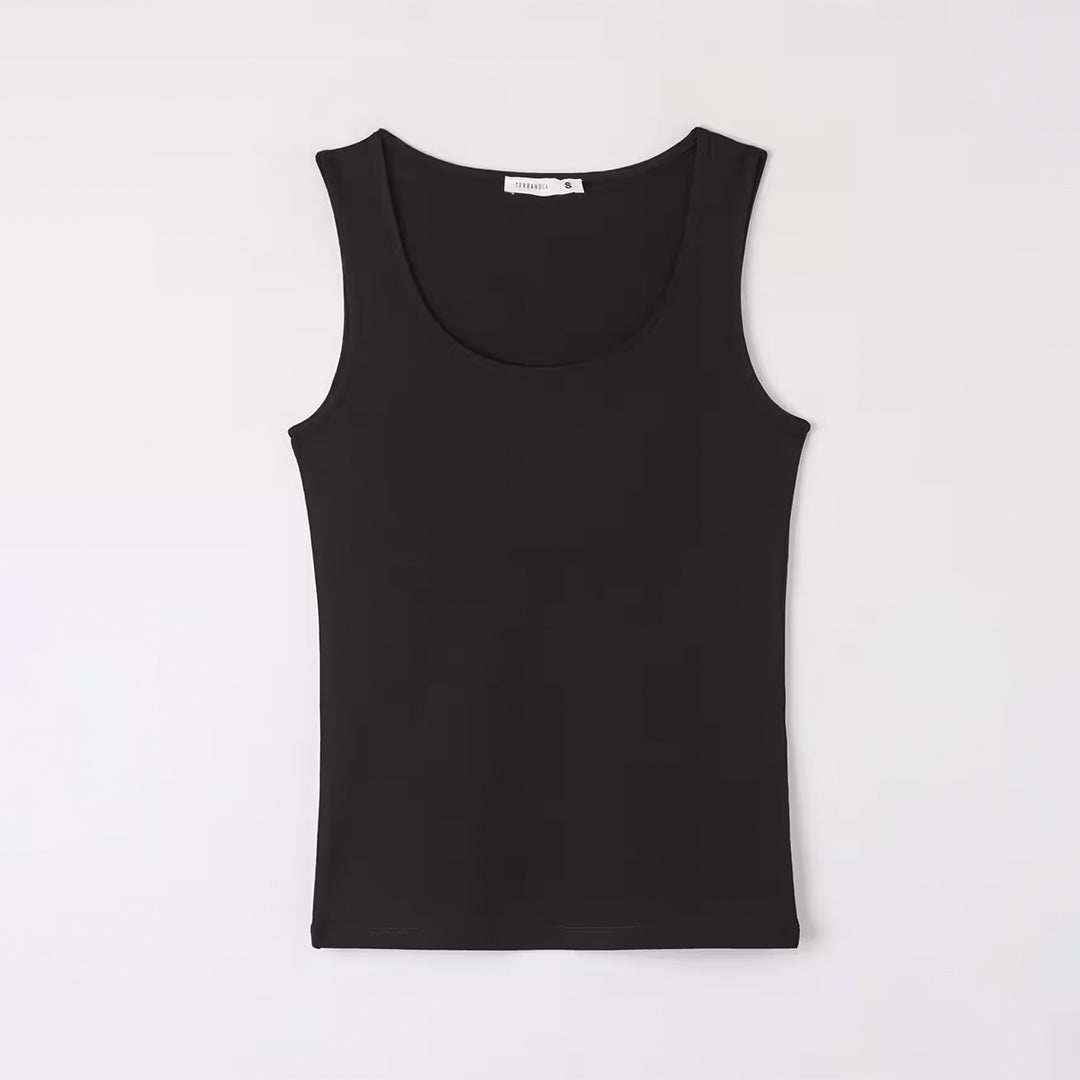 Solid Color Wide-neck Tank Top