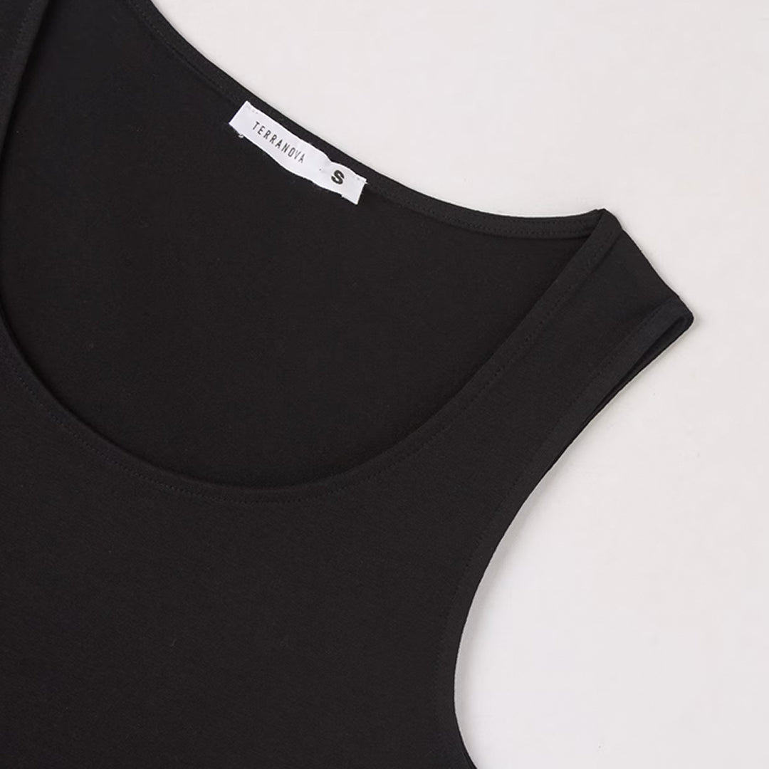 Solid Color Wide-neck Tank Top