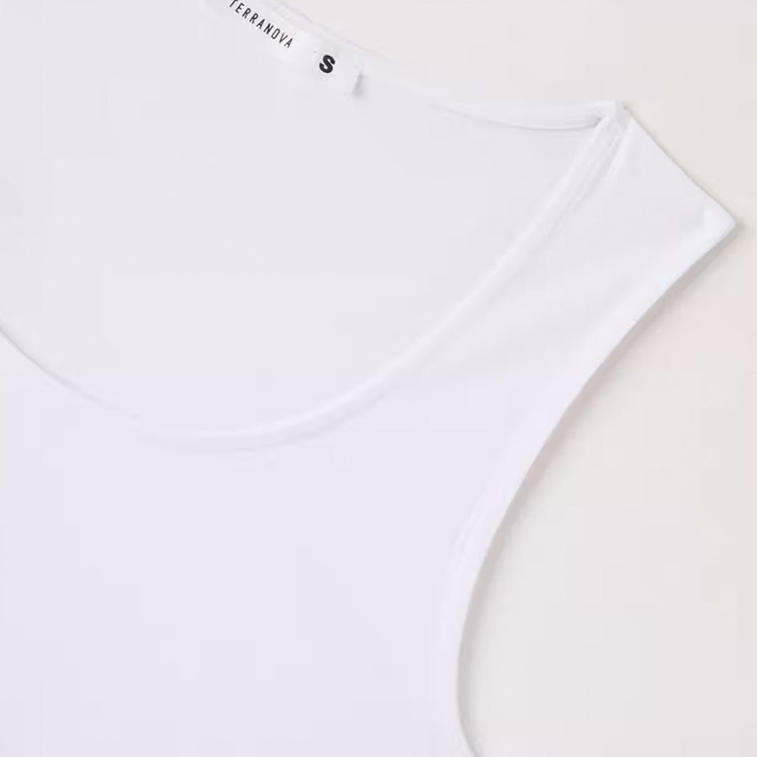 Solid Color Wide-neck Tank Top
