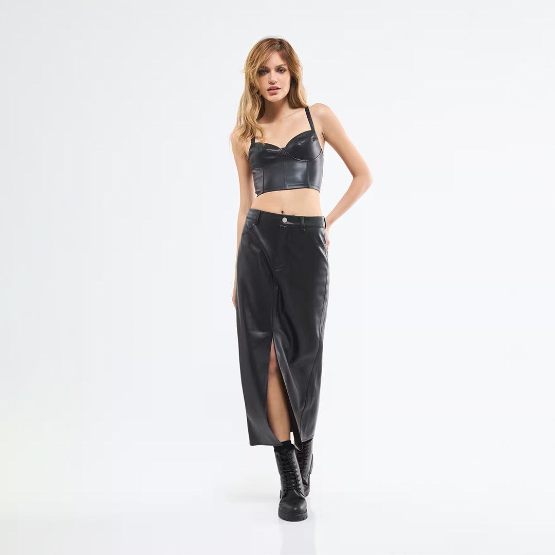Leather Effect Corset Top