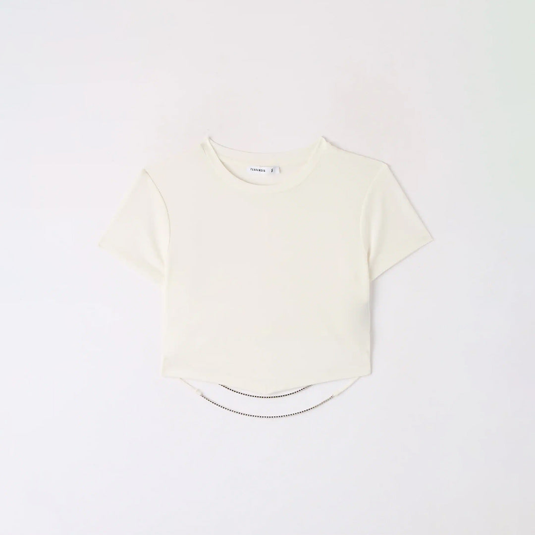 Crew Neck Top with Jewel Detail