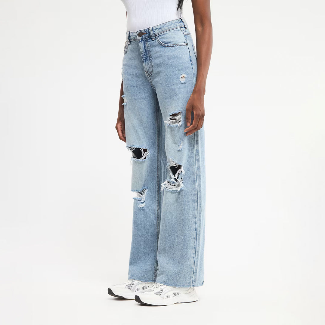Wide Leg Jeans with Rips