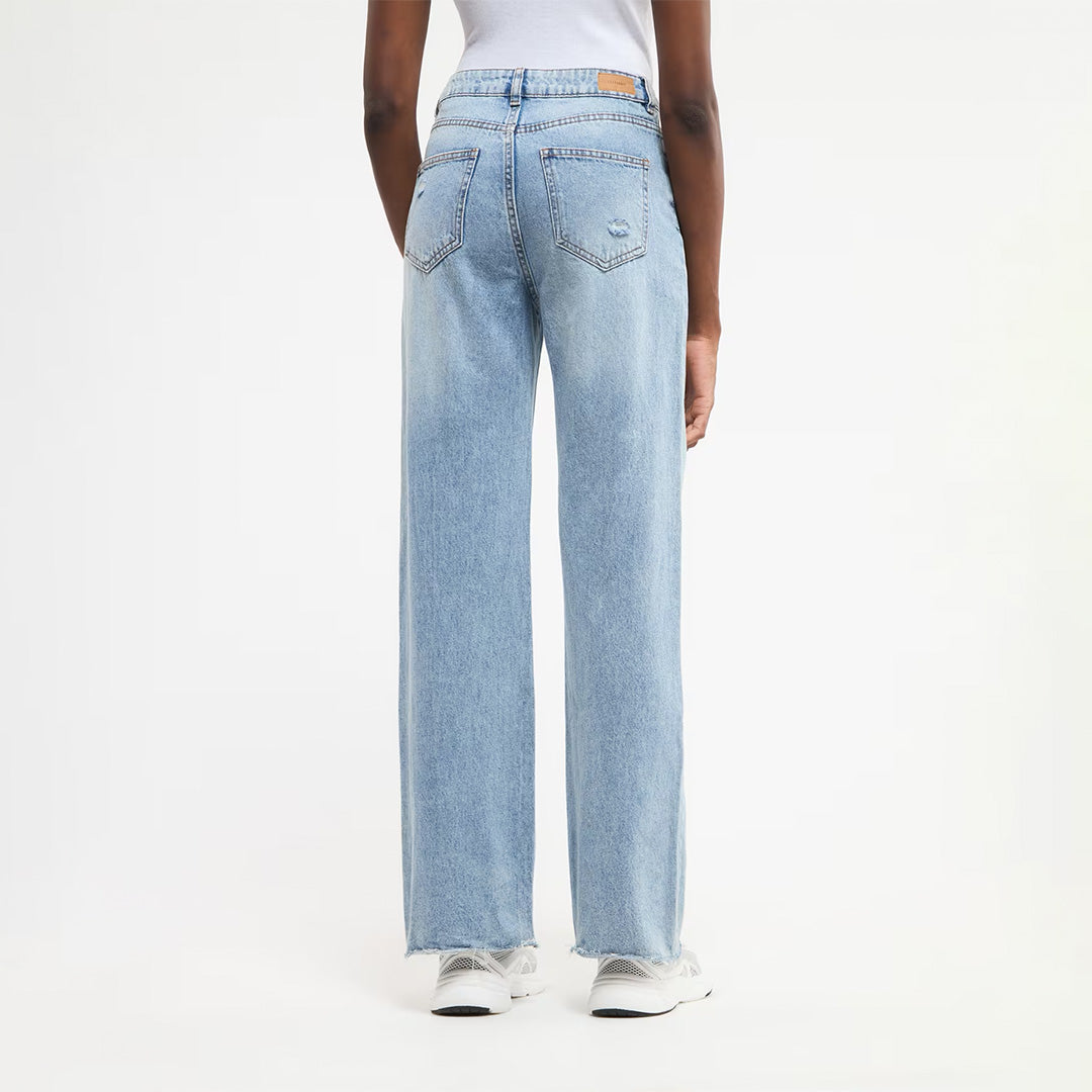 Wide Leg Jeans with Rips