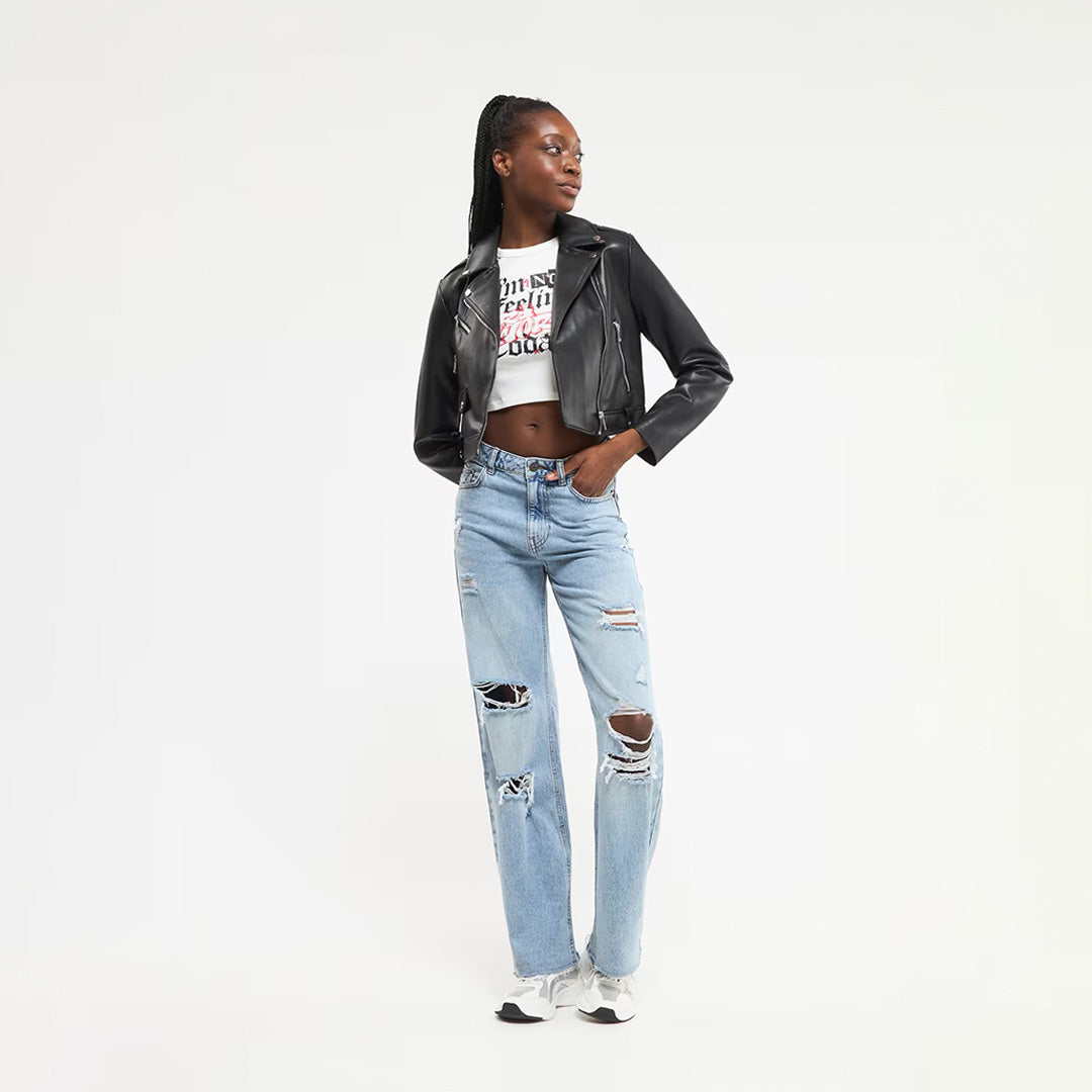 Crop Leather Effect Jacket