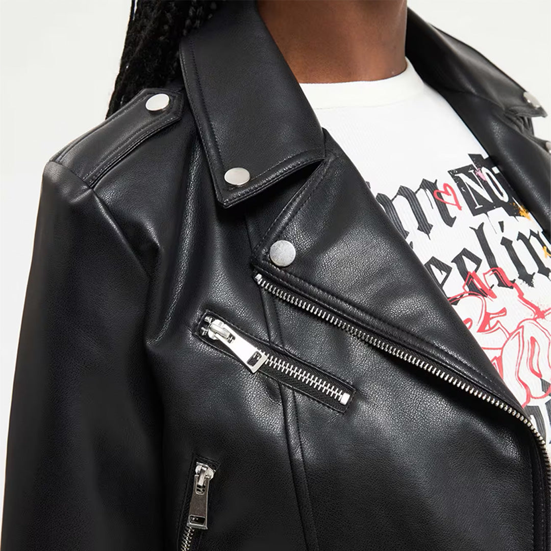 Crop Leather Effect Jacket