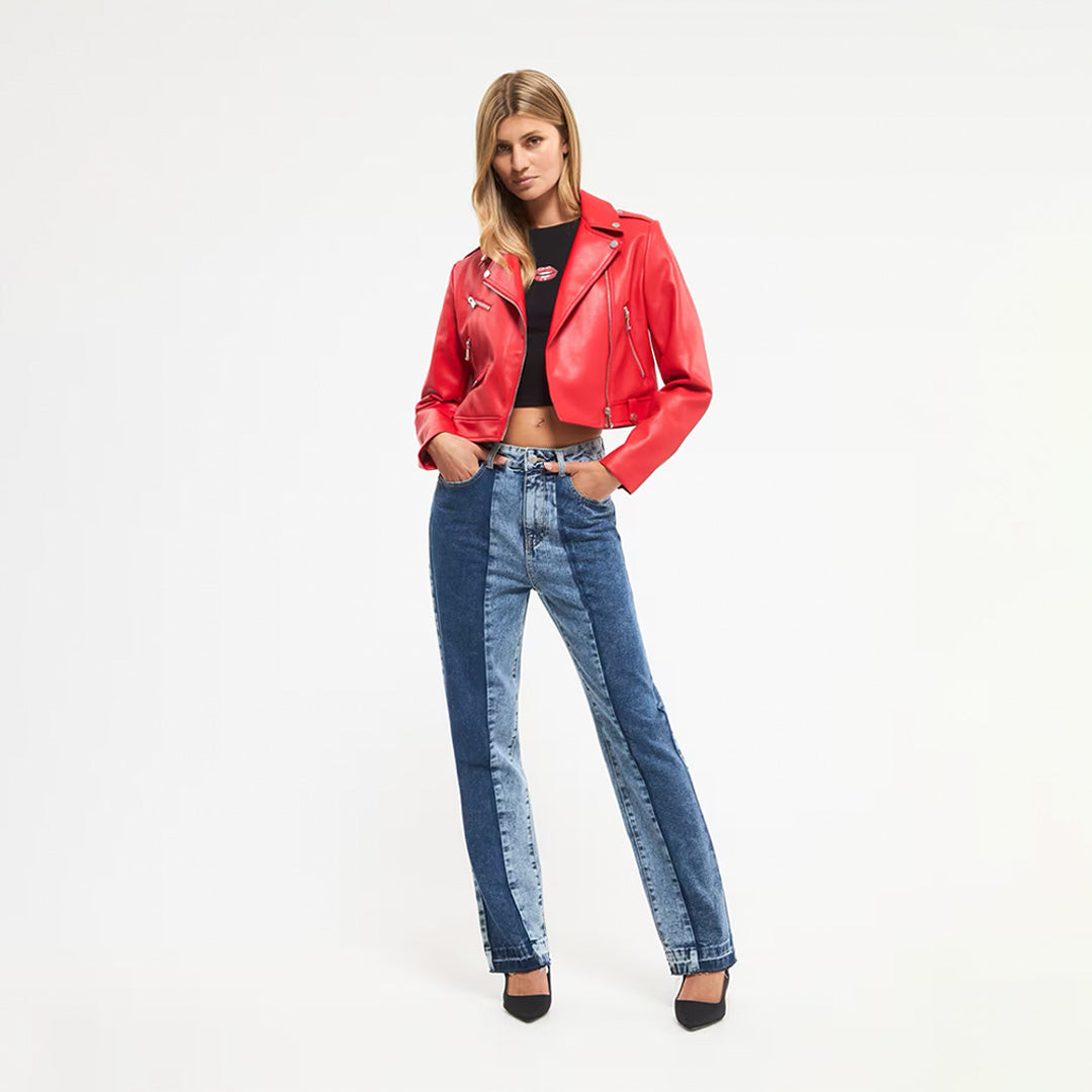 Crop Leather Effect Jacket
