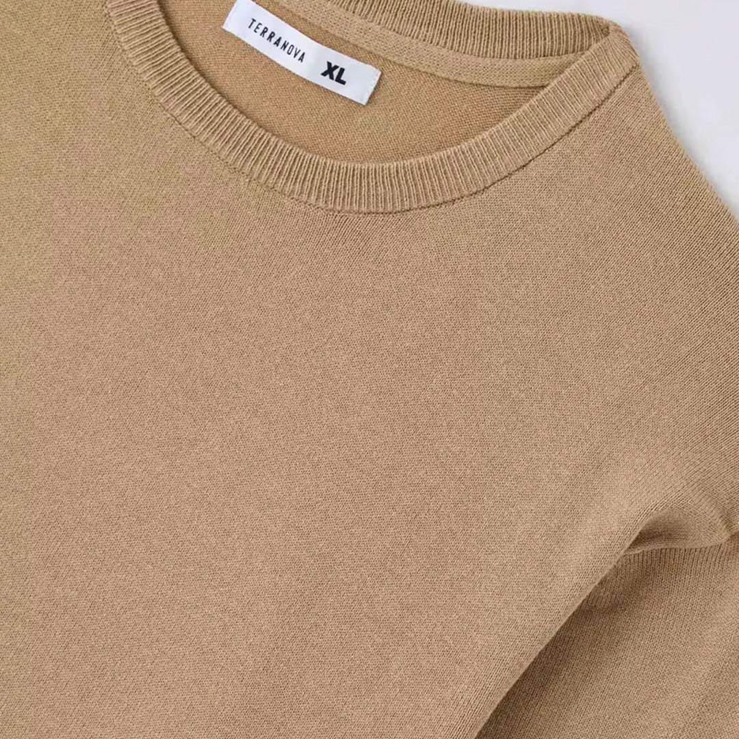 Solid Color Crew Neck Sweater