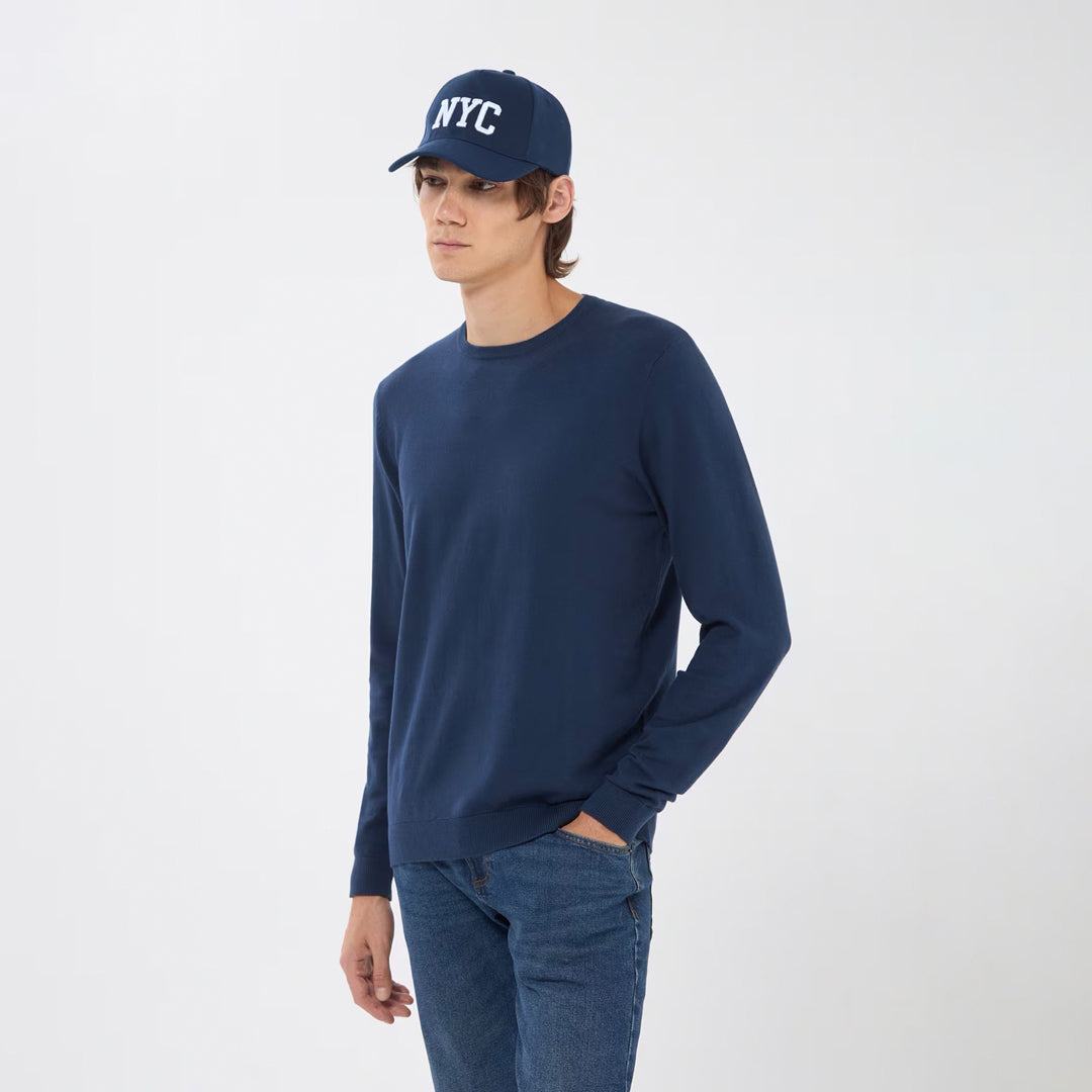 Solid Color Crew Neck Sweater