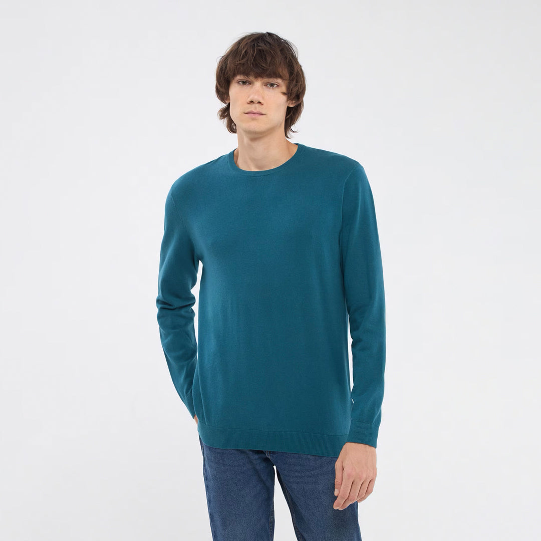 Solid Color Crew Neck Sweater