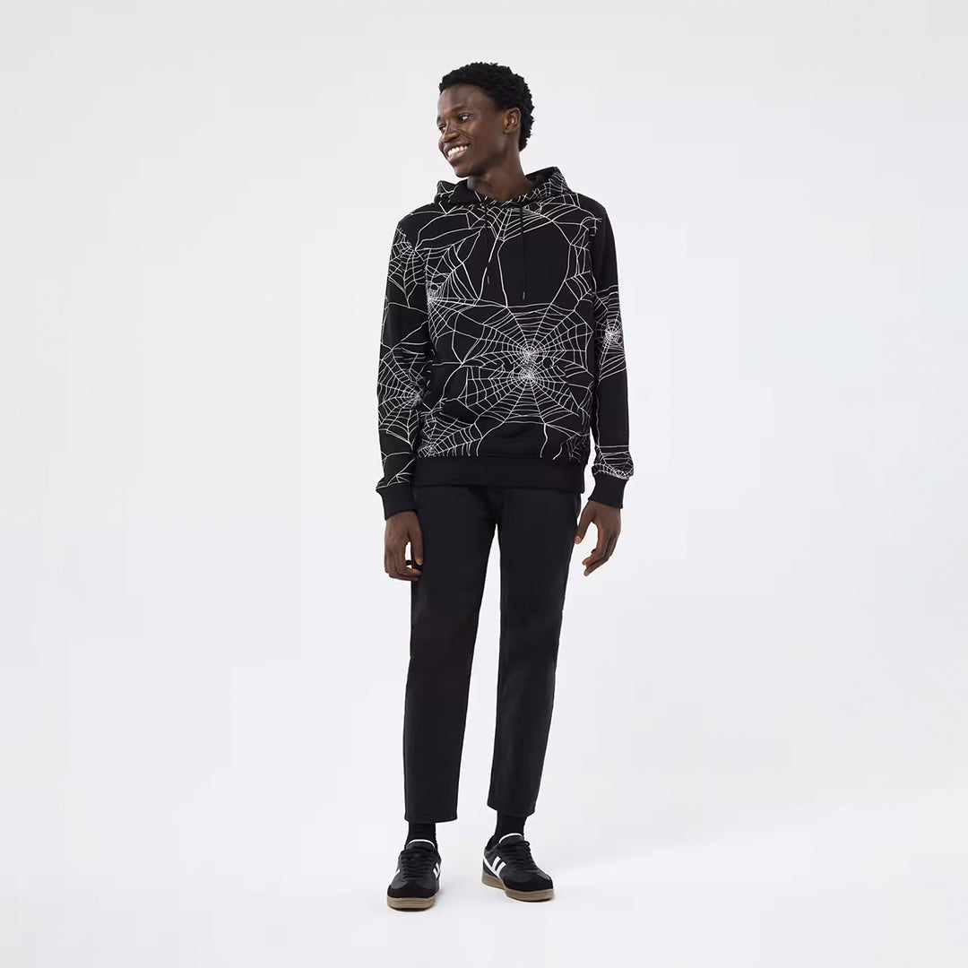 Spider Web Print Hooded Sweatshirt