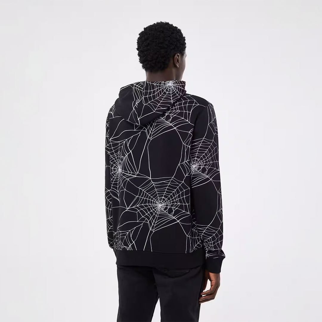 Spider Web Print Hooded Sweatshirt