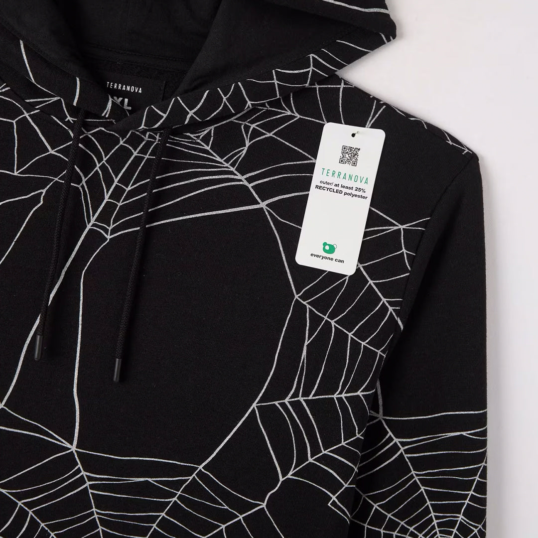 Spider Web Print Hooded Sweatshirt