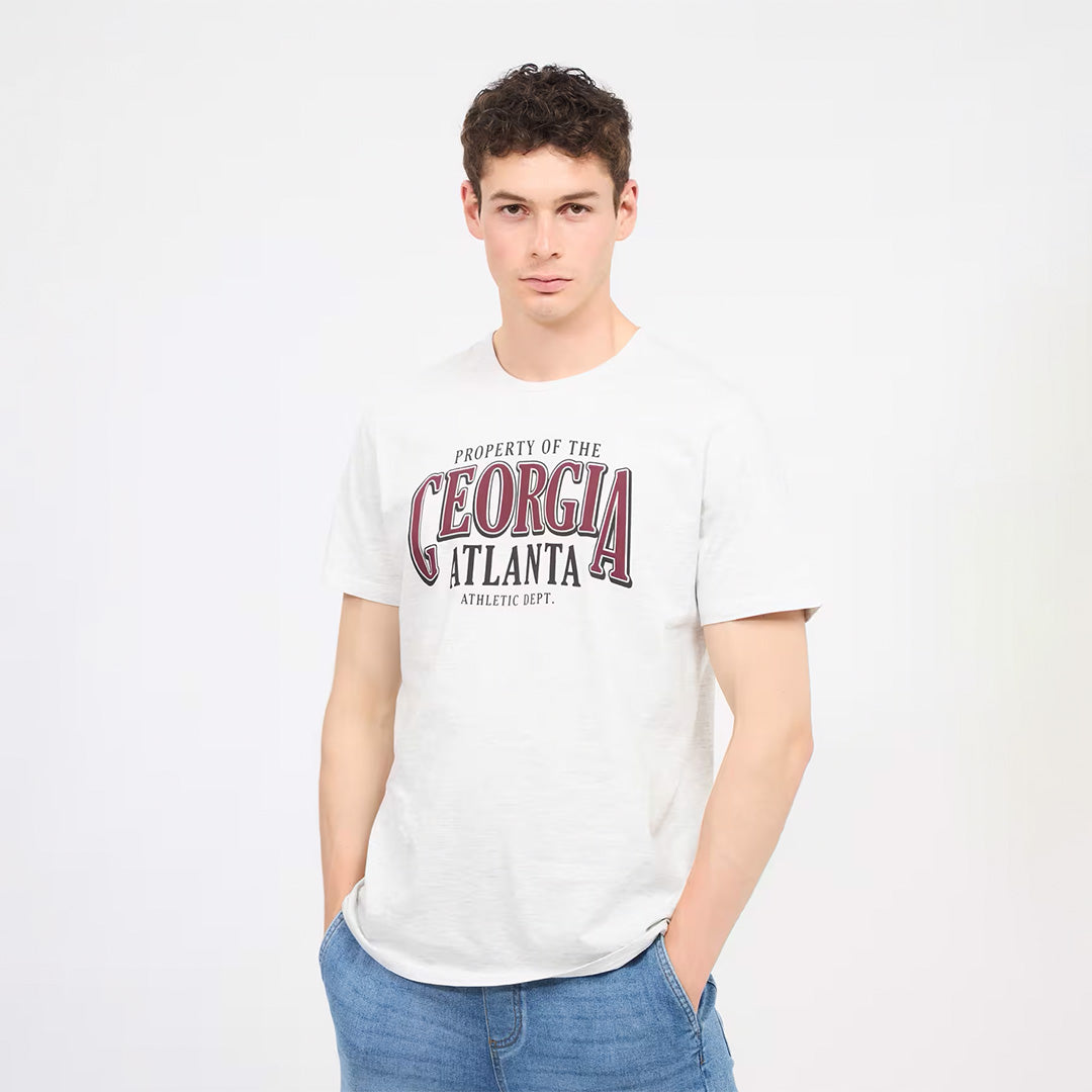 College Print Crew Neck T-Shirt