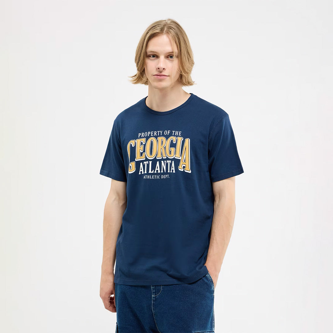 College Print Crew Neck T-Shirt