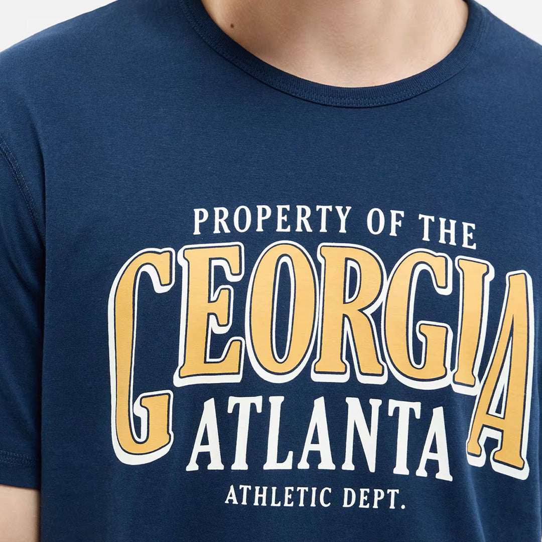 College Print Crew Neck T-Shirt