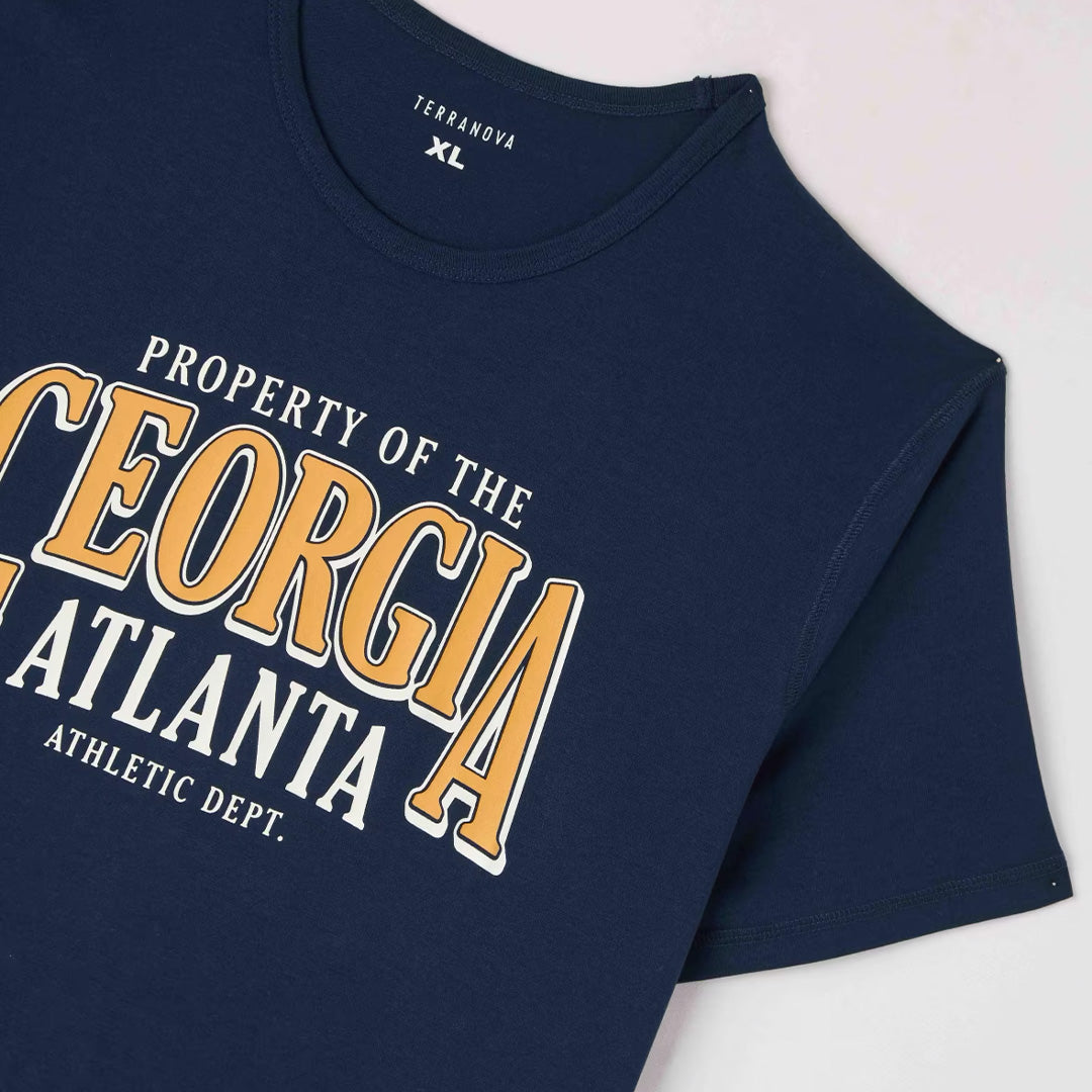 College Print Crew Neck T-Shirt