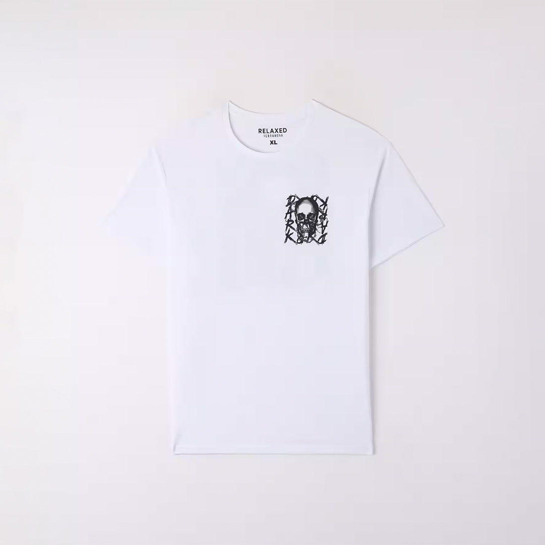 Double-Sided Skull Print Crew Neck T-Shirt
