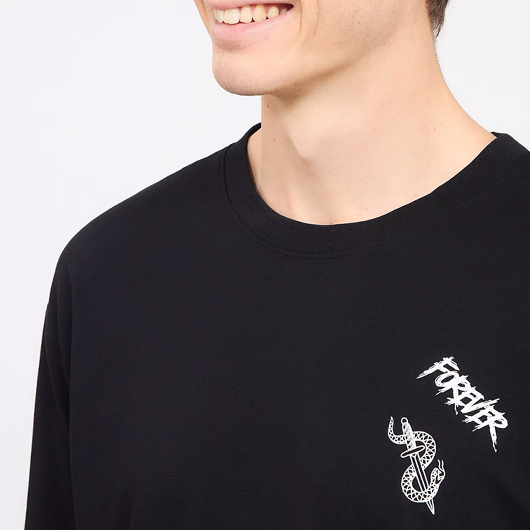 Flame Print Crew Neck T-Shirt