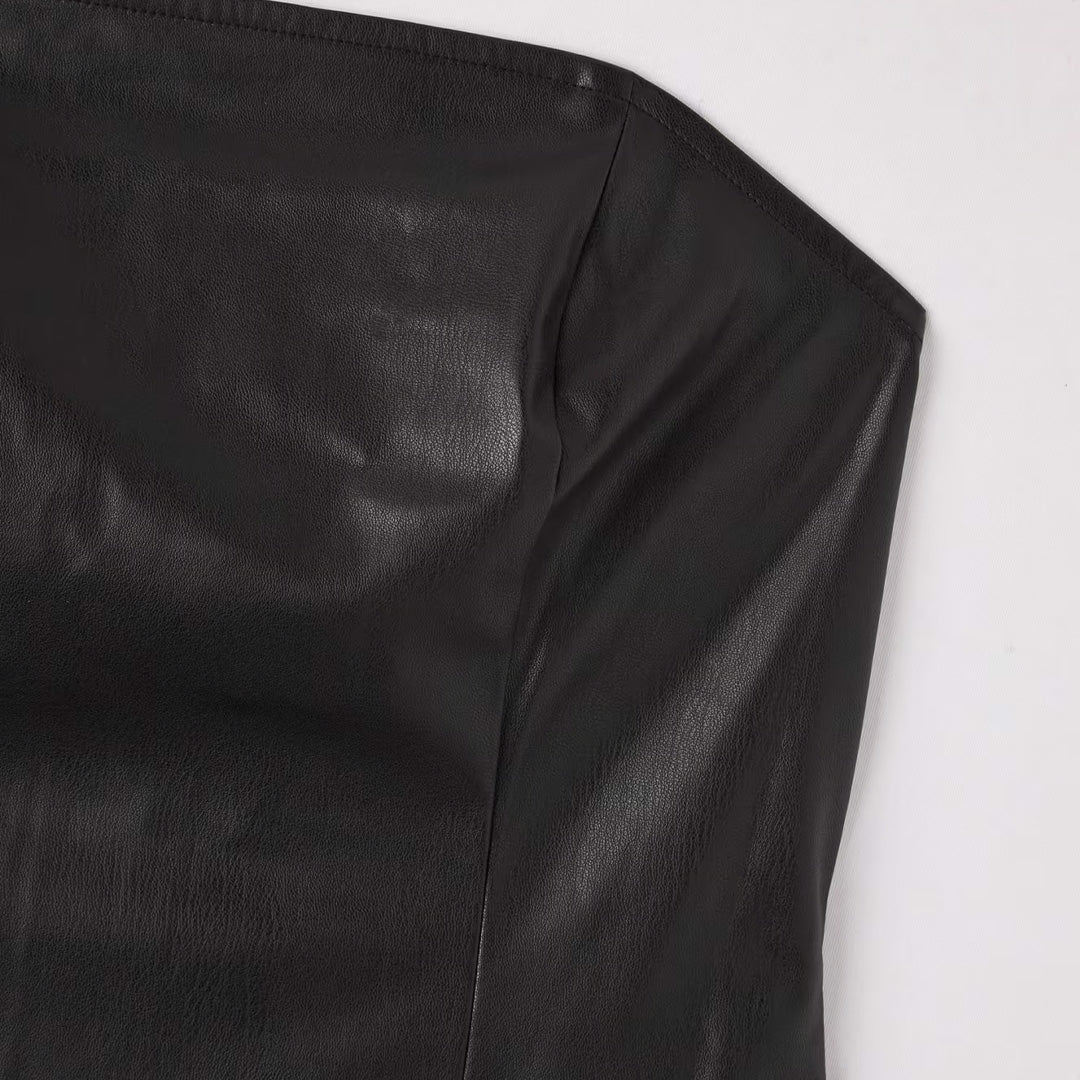 Leather Look Bandeau Dress