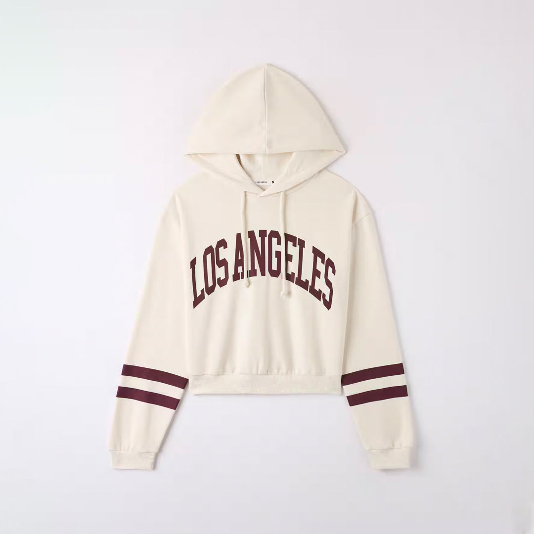 College-Style Lettering Hooded Sweatshirt