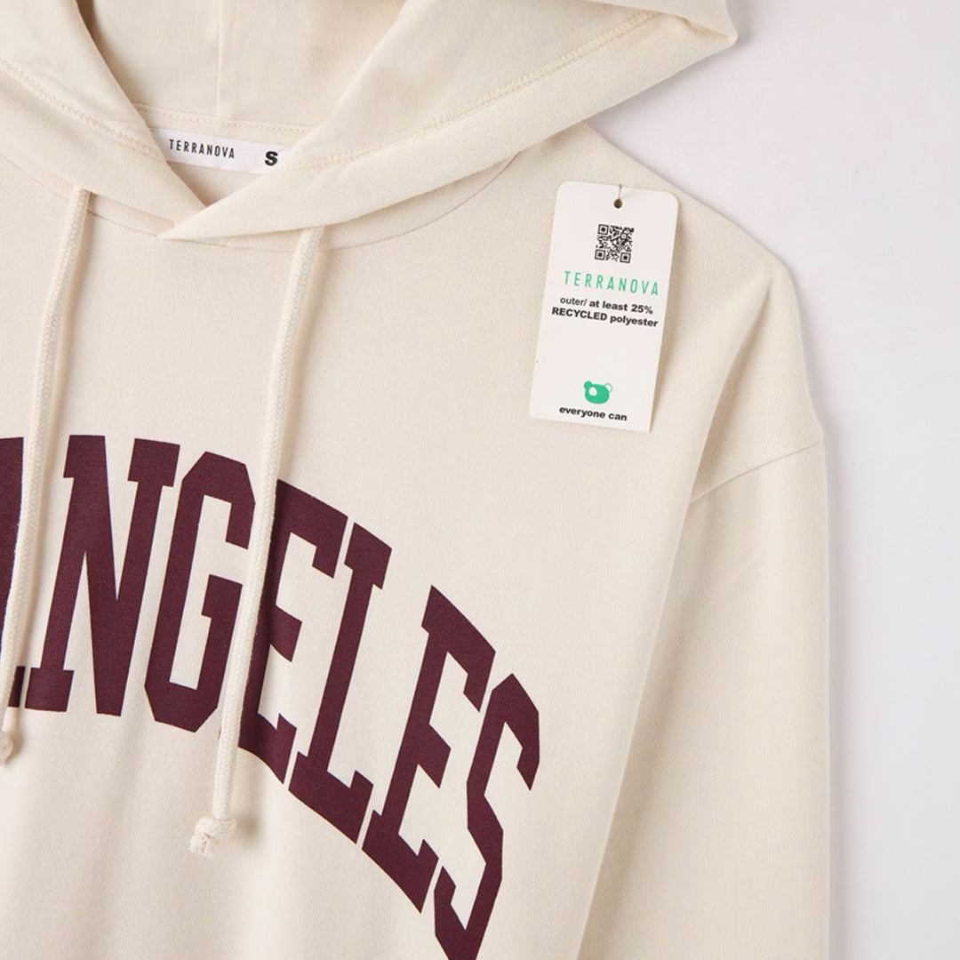 College-Style Lettering Hooded Sweatshirt