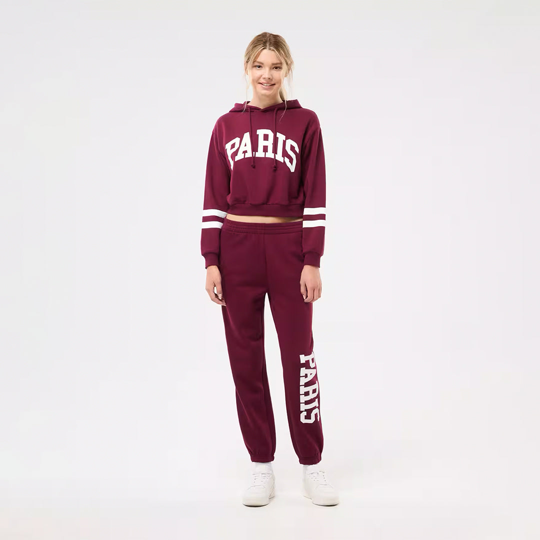 College-Style Lettering Hooded Sweatshirt